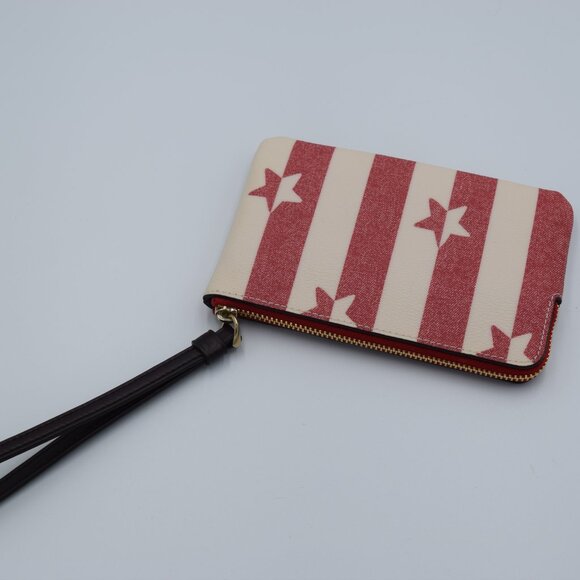 Coach Red and White Striped Wristlet - Picture 4 of 10